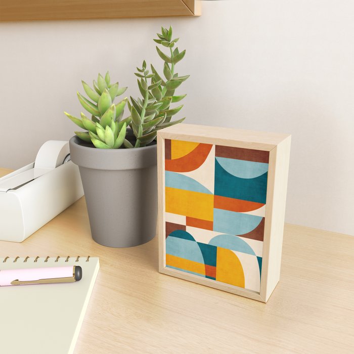 Teal Orange Yellow Light-Blue Geometric Abstract Artwork Mini Art Print Gallery Image 2