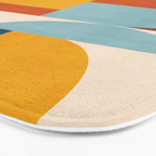 Teal Orange Yellow Light-Blue Geometric Abstract Artwork Bath Mat Gallery Image 3