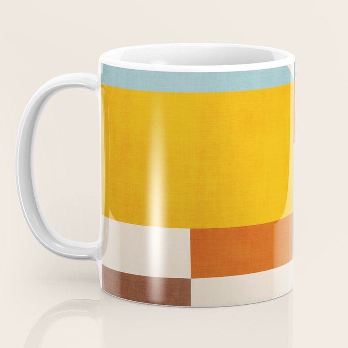 Teal Orange Yellow Light-Blue Geometric Abstract Artwork Coffee Mug Gallery Image 3