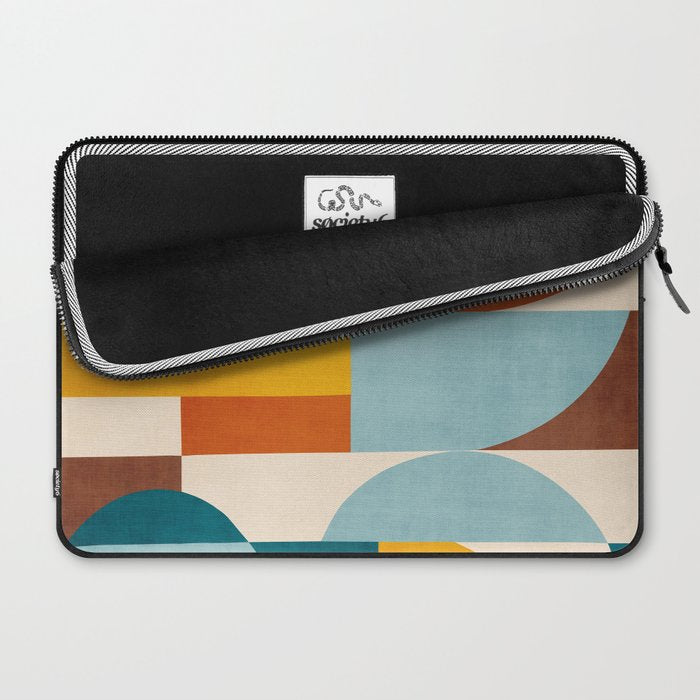 Teal Orange Yellow Light-Blue Geometric Abstract Artwork Laptop Sleeve Gallery Image 2