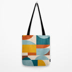 Teal Orange Yellow Light-Blue Geometric Abstract Artwork Tote Bag Gallery Image 2
