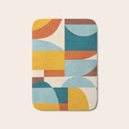 Teal Orange Yellow Light-Blue Geometric Abstract Artwork Bath Mat Gallery Image 1