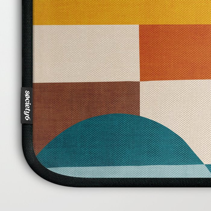 Teal Orange Yellow Light-Blue Geometric Abstract Artwork Laptop Sleeve Gallery Image 3