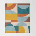 Teal Orange Yellow Light-Blue Geometric Abstract Artwork Throw Blanket Gallery Image 2
