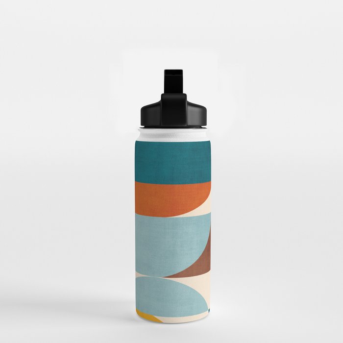 Teal Orange Yellow Light-Blue Geometric Abstract Artwork Water Bottle Gallery Image 2