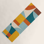 Teal Orange Yellow Light-Blue Geometric Abstract Artwork Yoga Mat Gallery Image 1