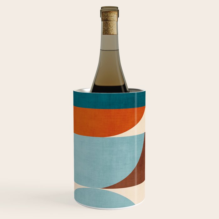 Teal Orange Yellow Light-Blue Geometric Abstract Artwork Wine Chiller Gallery Image 3
