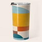 Teal Orange Yellow Light-Blue Geometric Abstract Artwork Travel Mug Gallery Image 3