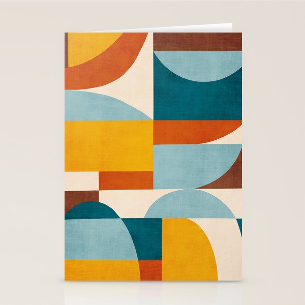Teal Orange Yellow Light-Blue Geometric Abstract Artwork Stationery Card Gallery Image 2