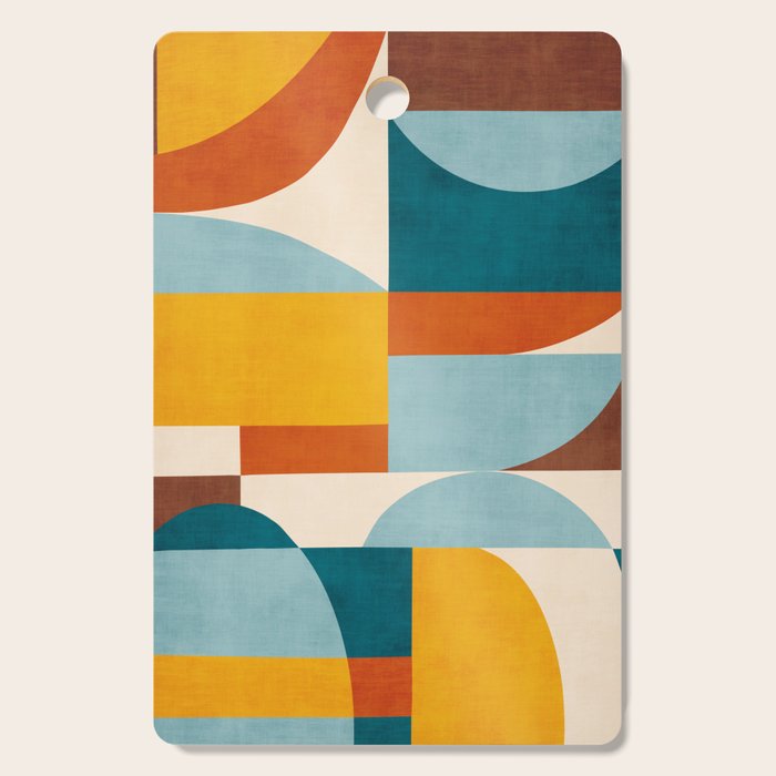 Teal Orange Yellow Light-Blue Geometric Abstract Artwork Cutting Board Gallery Image 1