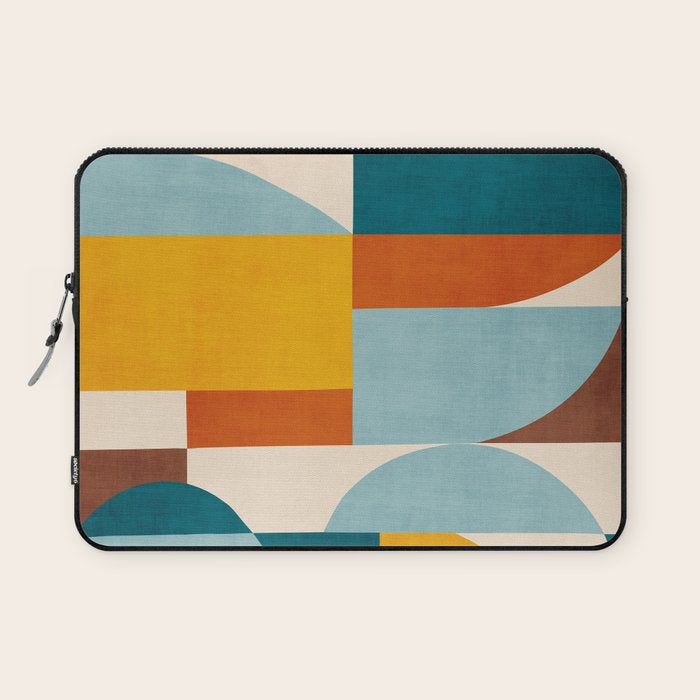 Teal Orange Yellow Light-Blue Geometric Abstract Artwork Laptop Sleeve Gallery Image 1