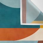 Teal Orange Yellow Light-Blue Geometric Abstract Artwork Wall Tapestry Gallery Image 3