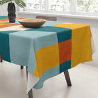 Teal Orange Yellow Light-Blue Geometric Abstract Artwork Tablecloth Gallery Image 3