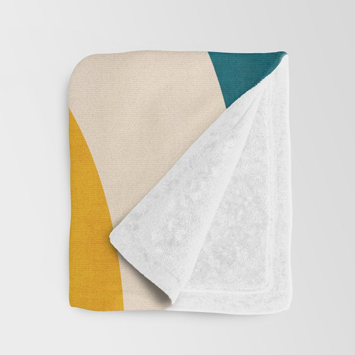 Teal Orange Yellow Light-Blue Geometric Abstract Artwork Throw Blanket Gallery Image 3