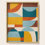 Teal Orange Yellow Light-Blue Geometric Abstract Artwork Serving Tray Gallery Image 1