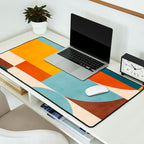 Teal Orange Yellow Light-Blue Geometric Abstract Artwork Desk Mat Gallery Image 2