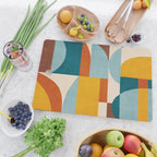 Teal Orange Yellow Light-Blue Geometric Abstract Artwork Cutting Board Gallery Image 2