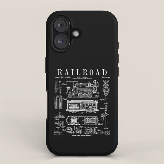 Railroad Railway Steam Locomotive Train Vintage Patent Print iPhone Case Gallery Image 1