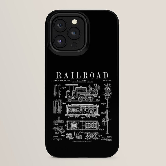 Railroad Railway Steam Locomotive Train Vintage Patent Print iPhone Case Gallery Image 32