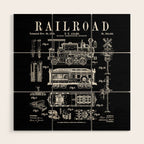 Railroad Railway Steam Locomotive Train Vintage Patent Print Wood Wall Art Gallery Image 1