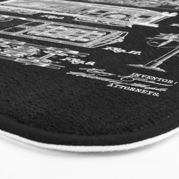 Railroad Railway Steam Locomotive Train Vintage Patent Print Bath Mat Gallery Image 3