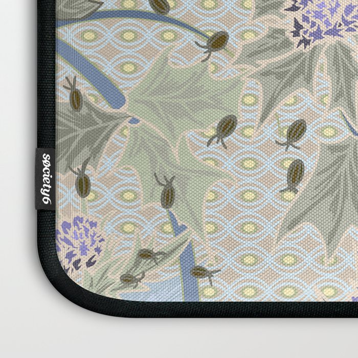 Beach thistle and shells with backgrd pattern Laptop Sleeve Gallery Image 3