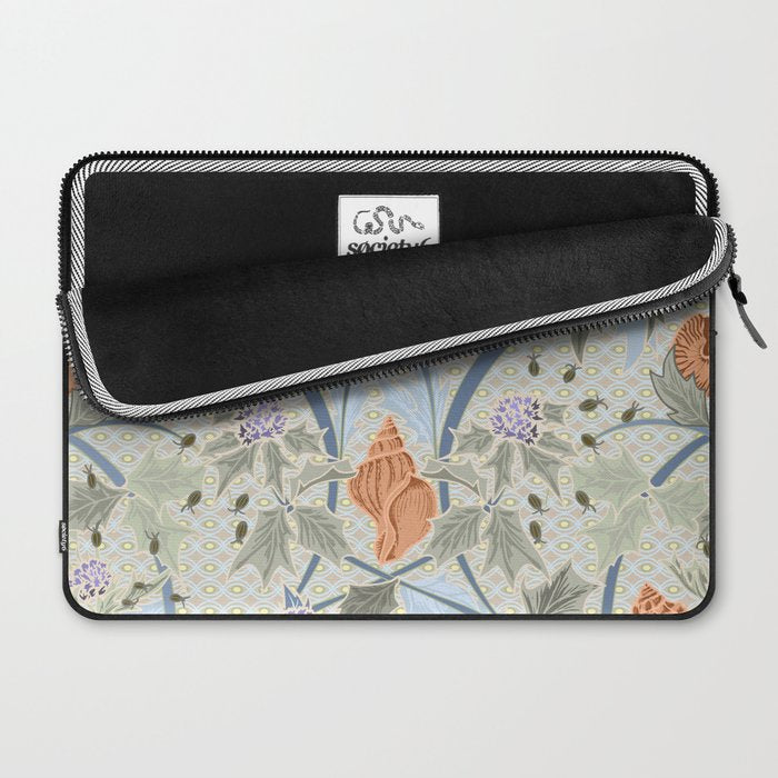 Beach thistle and shells with backgrd pattern Laptop Sleeve Gallery Image 2