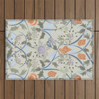 Beach thistle and shells with backgrd pattern Outdoor Rug Gallery Image 1