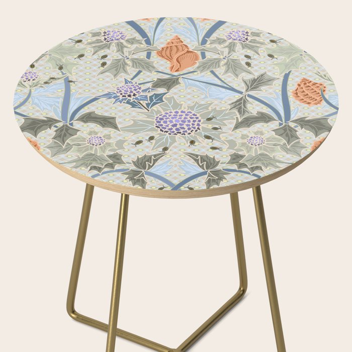 Beach thistle and shells with backgrd pattern Side Table Gallery Image 2