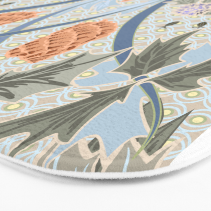 Beach thistle and shells with backgrd pattern Bath Mat Gallery Image 3