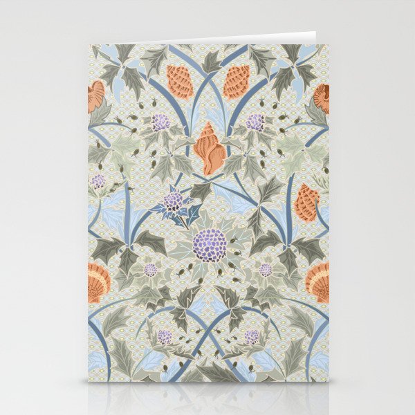 Beach thistle and shells with backgrd pattern Stationery Card Gallery Image 2