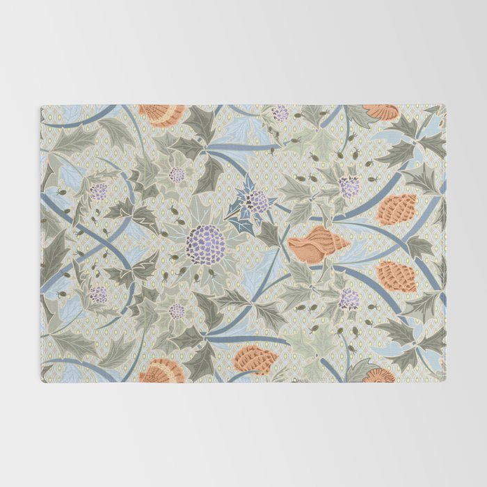 Beach thistle and shells with backgrd pattern Rug Gallery Image 2