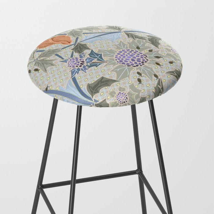 Beach thistle and shells with backgrd pattern Stool Gallery Image 2