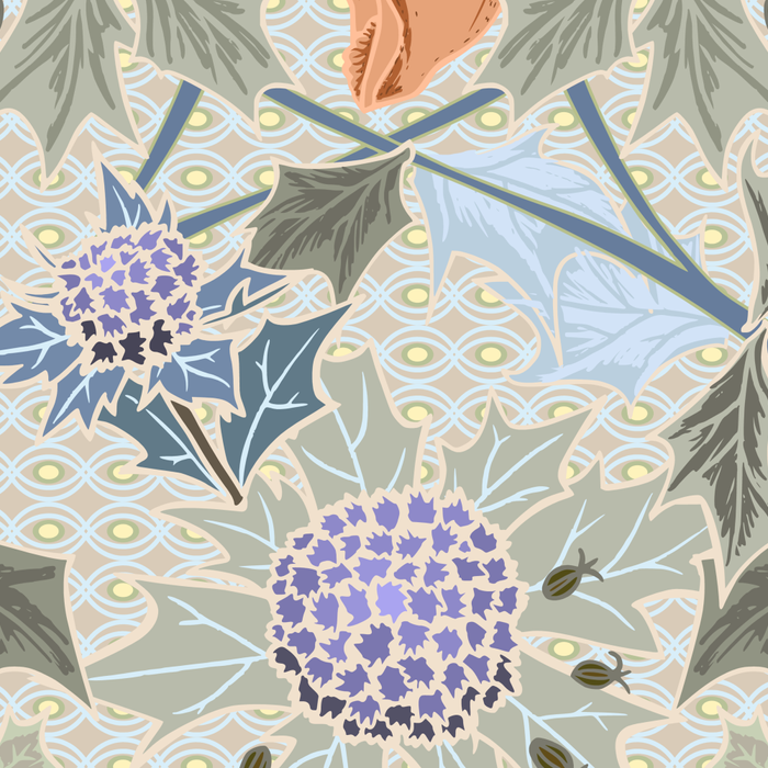 Beach thistle and shells with backgrd pattern Coffee Mug Gallery Image 2