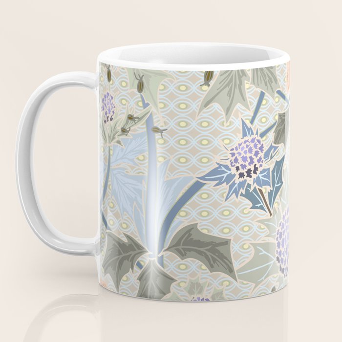 Beach thistle and shells with backgrd pattern Coffee Mug Gallery Image 3