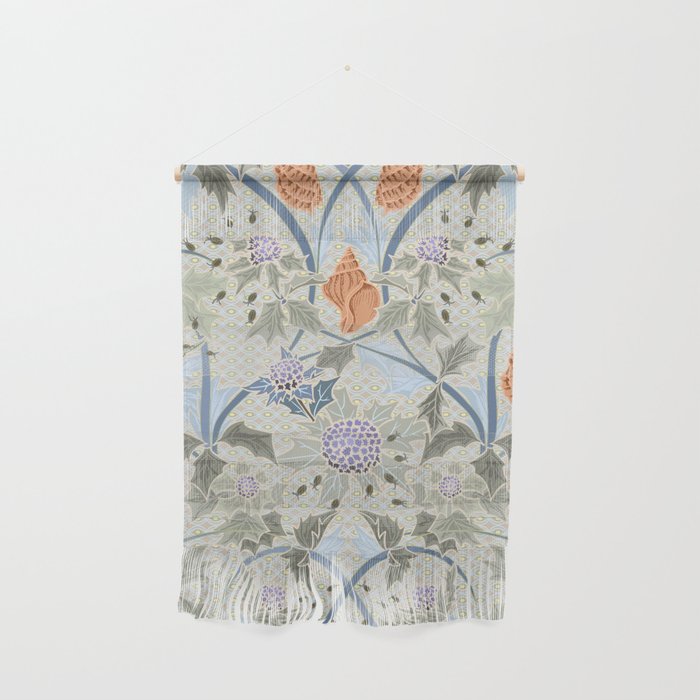 Beach thistle and shells with backgrd pattern Wall Hanging Gallery Image 1