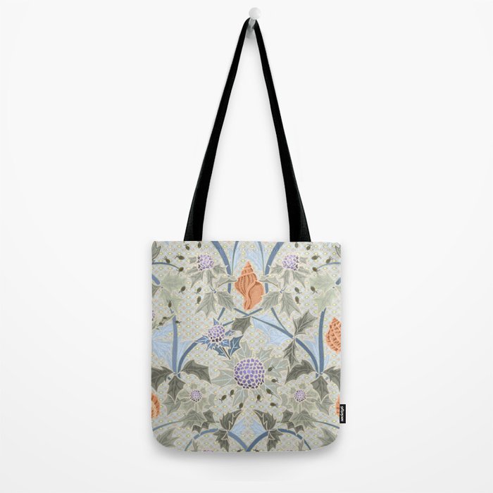 Beach thistle and shells with backgrd pattern Tote Bag Gallery Image 2