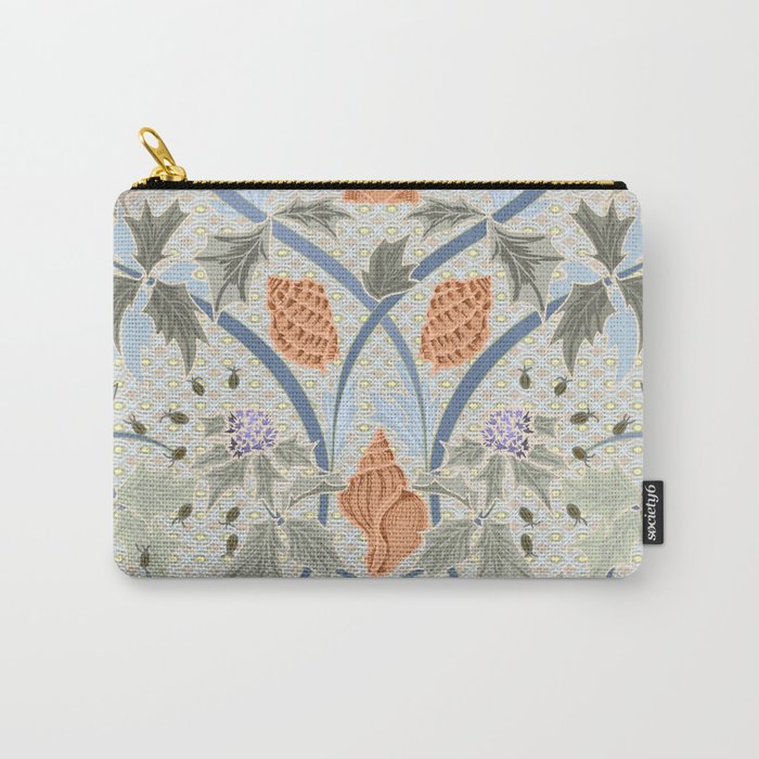 Beach thistle and shells with backgrd pattern Carry All Pouch Gallery Image 1