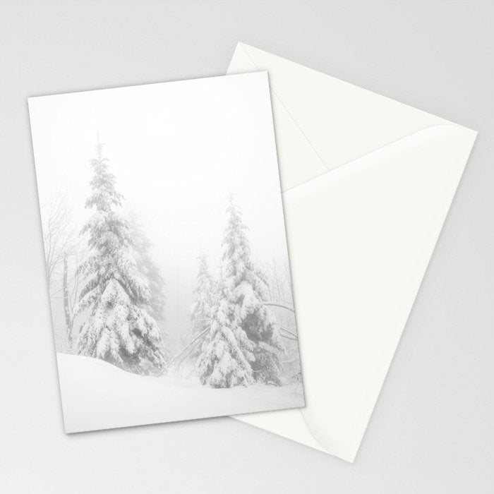 Snow Covered Winter Pine Trees Stationery Card Gallery Image 2