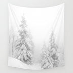 Snow Covered Winter Pine Trees Wall Tapestry Gallery Image 4
