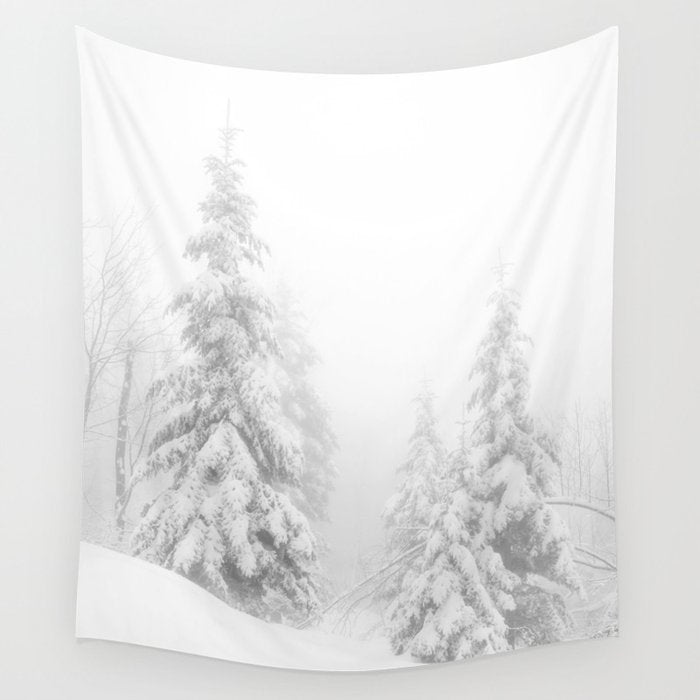 Snow Covered Winter Pine Trees Wall Tapestry Gallery Image 4