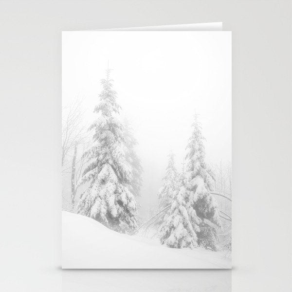 Snow Covered Winter Pine Trees Stationery Card Gallery Image 1