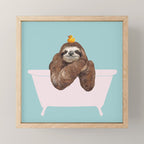 Sloth in Bathtub  Mini Art Print Gallery Image 1