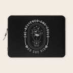 She Believed She Could So She Did - White Ink on Black Laptop Sleeve Gallery Image 1