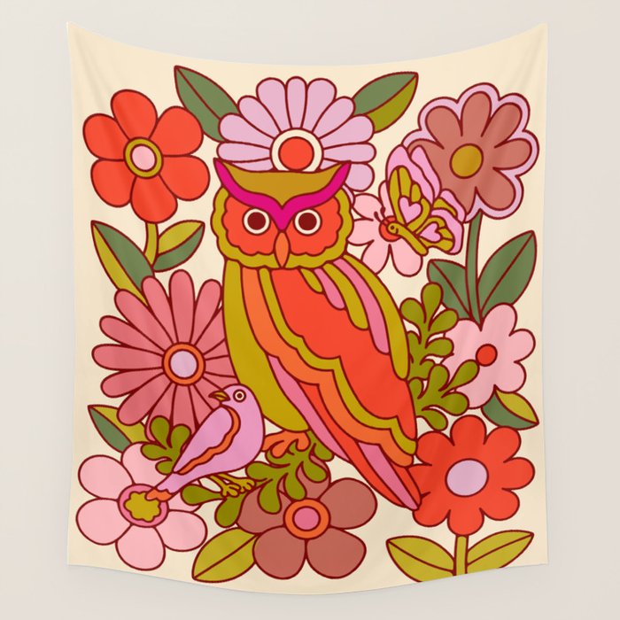 Owl Perch Wall Tapestry Gallery Image 1