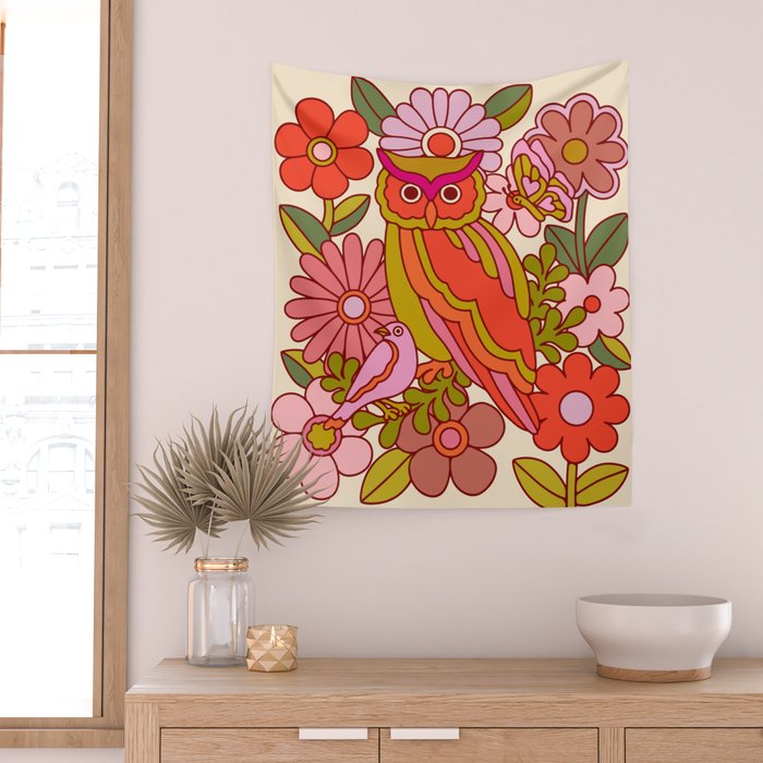 Owl Perch Wall Tapestry Gallery Image 2