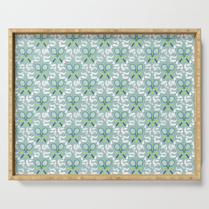 Tennis Trellis Bows in Teal Serving Tray Gallery Image 1