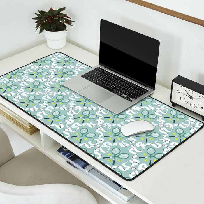 Tennis Trellis Bows in Teal Desk Mat Gallery Image 2