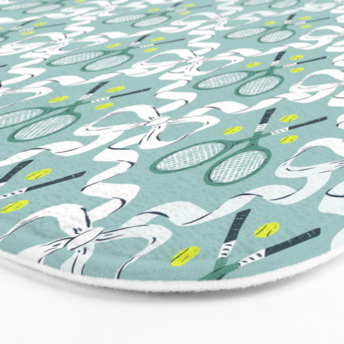 Tennis Trellis Bows in Teal Bath Mat Gallery Image 3