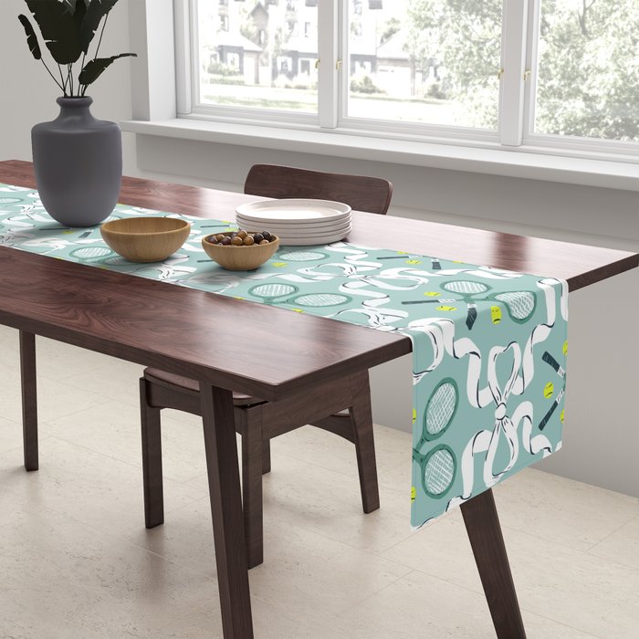Tennis Trellis Bows in Teal Table Runner Gallery Image 2